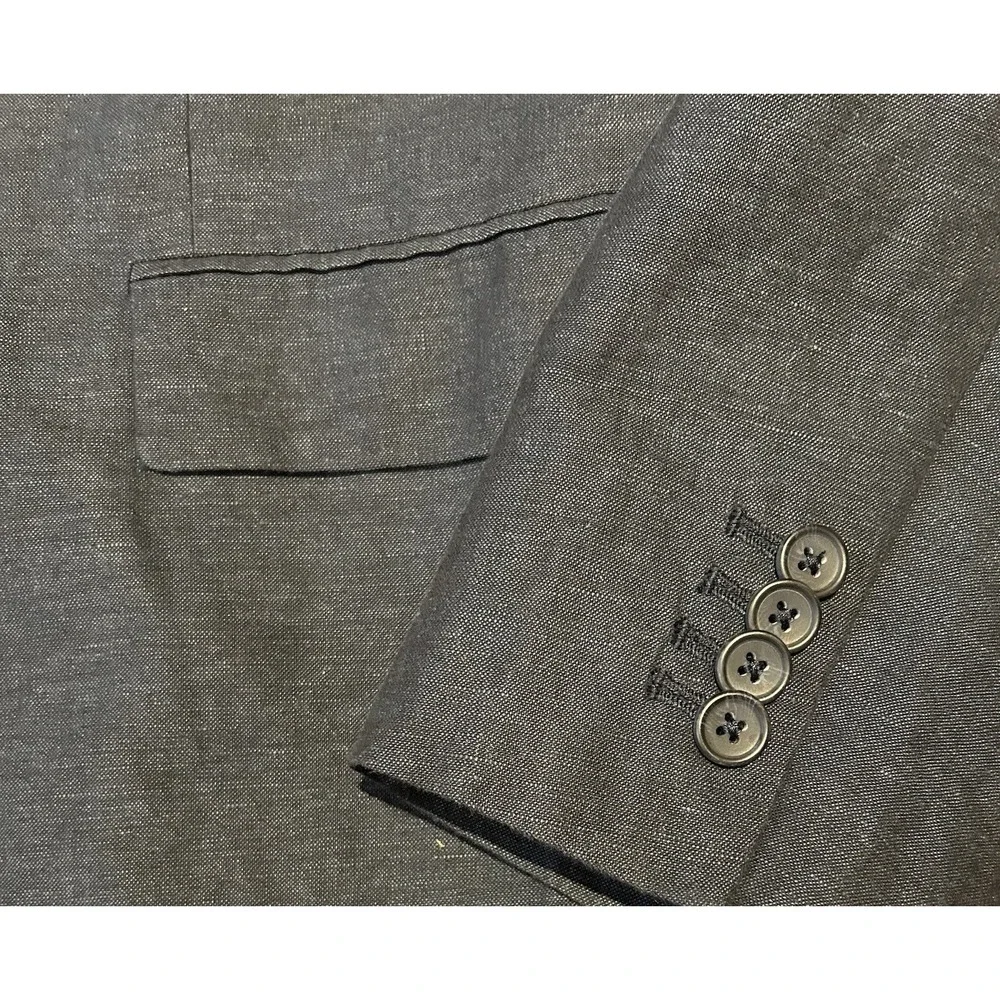 Banana Republic Blazer‎ Linen Cotton Blend Navy Blue Jacket 42R Tailored Fit